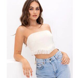𝅺PRETTY Garbage Fringe Trim Satin Top